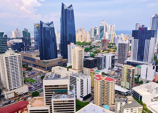 Aerial view of Obarrio Neighborhood in Panama